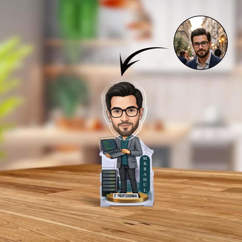 Personalized IT Professional Bobblehead Caricature  Battery Powered Shaking Head Feature Software Engineer Office Desk Decor  Creative Office Gift for IT Pros & Coders